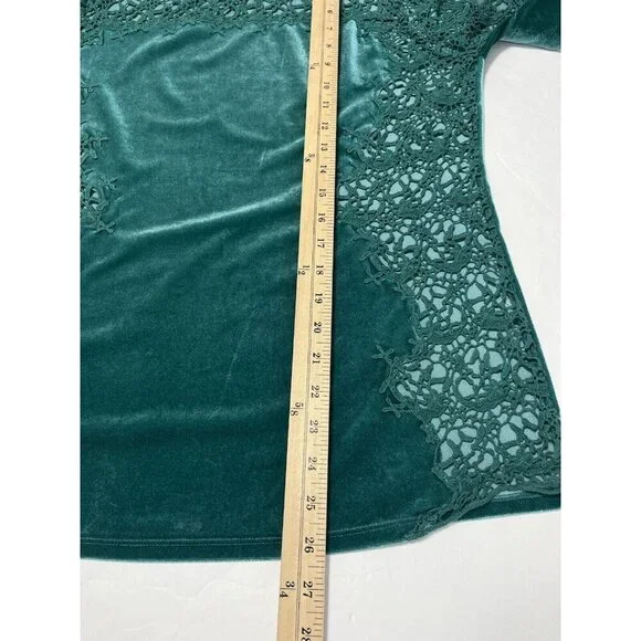 Sundance Top Women Small Green Lilys Paramour Top Velvet Lace Crochet Boho - Picture 10 of 10